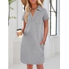 image:imageANRABESS Women Mini T Shirt Dress V Neck Short Sleeve with Pockets Soft Medium Stretch Trendy Summer Casual Beach VacationLight Grey