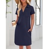 image:imageANRABESS Women Mini T Shirt Dress V Neck Short Sleeve with Pockets Soft Medium Stretch Trendy Summer Casual Beach VacationNavy Blue