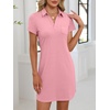 image:imageANRABESS Women Mini T Shirt Dress V Neck Short Sleeve with Pockets Soft Medium Stretch Trendy Summer Casual Beach VacationPink