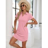 image:imageANRABESS Women Mini T Shirt Dress V Neck Short Sleeve with Pockets Soft Medium Stretch Trendy Summer Casual Beach VacationPink