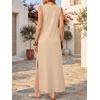 image:imageANRABESS Women Summer Casual Sleeveless Maxi Sundress Beach Tank Dresses Pockets Travel Vacation Clothes Cruise Outfits 2026Almond