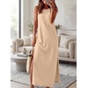 image:imageANRABESS Women Summer Casual Sleeveless Maxi Sundress Beach Tank Dresses Pockets Travel Vacation Clothes Cruise Outfits 2026Almond