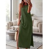 image:imageANRABESS Women Summer Casual Sleeveless Maxi Sundress Beach Tank Dresses Pockets Travel Vacation Clothes Cruise Outfits 2026Army Green