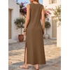 image:imageANRABESS Women Summer Casual Sleeveless Maxi Sundress Beach Tank Dresses Pockets Travel Vacation Clothes Cruise Outfits 2026Brown