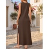 image:imageANRABESS Women Summer Casual Sleeveless Maxi Sundress Beach Tank Dresses Pockets Travel Vacation Clothes Cruise Outfits 2026Dark Brown