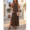 image:imageANRABESS Women Summer Casual Sleeveless Maxi Sundress Beach Tank Dresses Pockets Travel Vacation Clothes Cruise Outfits 2026Dark Brown