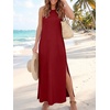 image:imageANRABESS Women Summer Casual Sleeveless Maxi Sundress Beach Tank Dresses Pockets Travel Vacation Clothes Cruise Outfits 2026Dark Red