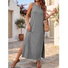 image:imageANRABESS Women Summer Casual Sleeveless Maxi Sundress Beach Tank Dresses Pockets Travel Vacation Clothes Cruise Outfits 2026Grey