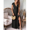 image:imageANRABESS Women Summer Deep V Neck Short Sleeve Dresses Slit Elegant Wedding Guest Formal Cocktail Evening Maxi Long DressShort Sleeve Black