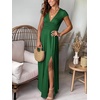 image:imageANRABESS Women Summer Deep V Neck Short Sleeve Dresses Slit Elegant Wedding Guest Formal Cocktail Evening Maxi Long DressShort Sleeve Green