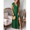 image:imageANRABESS Women Summer Deep V Neck Short Sleeve Dresses Slit Elegant Wedding Guest Formal Cocktail Evening Maxi Long DressShort Sleeve Green