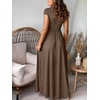 image:imageANRABESS Women Summer Deep V Neck Short Sleeve Dresses Slit Elegant Wedding Guest Formal Cocktail Evening Maxi Long DressShort Sleeve Khaki