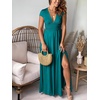 image:imageANRABESS Women Summer Deep V Neck Short Sleeve Dresses Slit Elegant Wedding Guest Formal Cocktail Evening Maxi Long DressShort Sleeve Lake