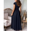 image:imageANRABESS Women Summer Deep V Neck Short Sleeve Dresses Slit Elegant Wedding Guest Formal Cocktail Evening Maxi Long DressShort Sleeve Navy Blue