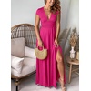 image:imageANRABESS Women Summer Deep V Neck Short Sleeve Dresses Slit Elegant Wedding Guest Formal Cocktail Evening Maxi Long DressShort Sleeve Rose