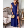 image:imageANRABESS Women Summer Deep V Neck Short Sleeve Dresses Slit Elegant Wedding Guest Formal Cocktail Evening Maxi Long DressShort Sleeve Royal Blue