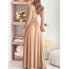 image:imageANRABESS Women Summer Deep V Neck Short Sleeve Dresses Slit Elegant Wedding Guest Formal Cocktail Evening Maxi Long DressZlong Sleeve Beige Apricot