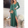image:imageANRABESS Women Summer Deep V Neck Short Sleeve Dresses Slit Elegant Wedding Guest Formal Cocktail Evening Maxi Long DressZlong Sleeve Blue Green
