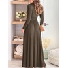 image:imageANRABESS Women Summer Deep V Neck Short Sleeve Dresses Slit Elegant Wedding Guest Formal Cocktail Evening Maxi Long DressZlong Sleeve Brown