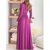 image:imageANRABESS Women Summer Deep V Neck Short Sleeve Dresses Slit Elegant Wedding Guest Formal Cocktail Evening Maxi Long DressZlong Sleeve Fushascia Pink