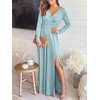 image:imageANRABESS Women Summer Deep V Neck Short Sleeve Dresses Slit Elegant Wedding Guest Formal Cocktail Evening Maxi Long DressZlong Sleeve Light Blue