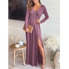 image:imageANRABESS Women Summer Deep V Neck Short Sleeve Dresses Slit Elegant Wedding Guest Formal Cocktail Evening Maxi Long DressZlong Sleeve Pink
