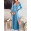 image:imageANRABESS Women Summer Deep V Neck Short Sleeve Dresses Slit Elegant Wedding Guest Formal Cocktail Evening Maxi Long DressZlong Sleeve Sky Blue