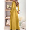 image:imageANRABESS Women Summer Deep V Neck Short Sleeve Dresses Slit Elegant Wedding Guest Formal Cocktail Evening Maxi Long DressZlong Sleeve Yellow