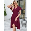 image:imageANRABESS Womens Cocktail Dress Semi Formal Wedding Guest Wrap Midi Dresses Summer Western A Line High Low Ruffled DressBurgundy