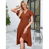 image:imageANRABESS Womens Cocktail Dress Semi Formal Wedding Guest Wrap Midi Dresses Summer Western A Line High Low Ruffled DressBurnt Orange