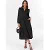 image:imageANRABESS Womens Long Sleeve Maxi Dresses 2026 Spring Casual V Neck Flowy Tiered Boho Modest Vacation Dress with PocketsBlack