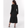 image:imageANRABESS Womens Long Sleeve Maxi Dresses 2026 Spring Casual V Neck Flowy Tiered Boho Modest Vacation Dress with PocketsBlack