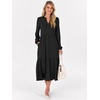 image:imageANRABESS Womens Long Sleeve Maxi Dresses 2026 Spring Casual V Neck Flowy Tiered Boho Modest Vacation Dress with PocketsBlack