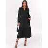 image:imageANRABESS Womens Long Sleeve Maxi Dresses 2026 Spring Casual V Neck Flowy Tiered Boho Modest Vacation Dress with PocketsBlack