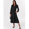 image:imageANRABESS Womens Long Sleeve Maxi Dresses 2026 Spring Casual V Neck Flowy Tiered Boho Modest Vacation Dress with PocketsBlack