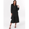 image:imageANRABESS Womens Long Sleeve Maxi Dresses 2026 Spring Casual V Neck Flowy Tiered Boho Modest Vacation Dress with PocketsBlack
