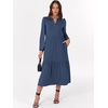 image:imageANRABESS Womens Long Sleeve Maxi Dresses 2026 Spring Casual V Neck Flowy Tiered Boho Modest Vacation Dress with PocketsBlue