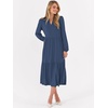 image:imageANRABESS Womens Long Sleeve Maxi Dresses 2026 Spring Casual V Neck Flowy Tiered Boho Modest Vacation Dress with PocketsBlue