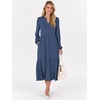 image:imageANRABESS Womens Long Sleeve Maxi Dresses 2026 Spring Casual V Neck Flowy Tiered Boho Modest Vacation Dress with PocketsBlue