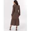 image:imageANRABESS Womens Long Sleeve Maxi Dresses 2026 Spring Casual V Neck Flowy Tiered Boho Modest Vacation Dress with PocketsBrown