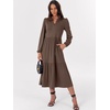 image:imageANRABESS Womens Long Sleeve Maxi Dresses 2026 Spring Casual V Neck Flowy Tiered Boho Modest Vacation Dress with PocketsBrown