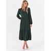 image:imageANRABESS Womens Long Sleeve Maxi Dresses 2026 Spring Casual V Neck Flowy Tiered Boho Modest Vacation Dress with PocketsDark Green