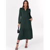 image:imageANRABESS Womens Long Sleeve Maxi Dresses 2026 Spring Casual V Neck Flowy Tiered Boho Modest Vacation Dress with PocketsDark Green