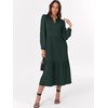 image:imageANRABESS Womens Long Sleeve Maxi Dresses 2026 Spring Casual V Neck Flowy Tiered Boho Modest Vacation Dress with PocketsDark Green