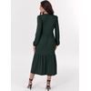 image:imageANRABESS Womens Long Sleeve Maxi Dresses 2026 Spring Casual V Neck Flowy Tiered Boho Modest Vacation Dress with PocketsDark Green