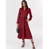 image:imageANRABESS Womens Long Sleeve Maxi Dresses 2026 Spring Casual V Neck Flowy Tiered Boho Modest Vacation Dress with PocketsDeep Red