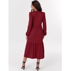 image:imageANRABESS Womens Long Sleeve Maxi Dresses 2026 Spring Casual V Neck Flowy Tiered Boho Modest Vacation Dress with PocketsDeep Red