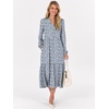 image:imageANRABESS Womens Long Sleeve Maxi Dresses 2026 Spring Casual V Neck Flowy Tiered Boho Modest Vacation Dress with PocketsFloral Blue