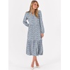 image:imageANRABESS Womens Long Sleeve Maxi Dresses 2026 Spring Casual V Neck Flowy Tiered Boho Modest Vacation Dress with PocketsFloral Blue