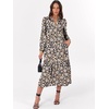 image:imageANRABESS Womens Long Sleeve Maxi Dresses 2026 Spring Casual V Neck Flowy Tiered Boho Modest Vacation Dress with PocketsFloral Navy Blue Pink